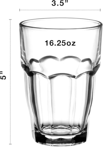 Rock Bar 16.25 oz. Cooler Stackable Tempered Beverage Glasses for Cold Drinks, Water, and Cocktails, Set of 6, Clear