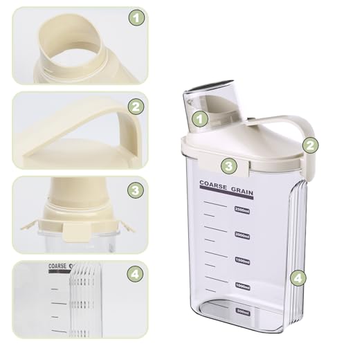 2-Pack Airtight Cereal & Dry Food Storage Containers, BPA-Free Plastic Rice Containers with Lids & Measuring Cup, Kitchen &