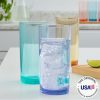 Classic Plastic Reusable Drinking Glasses (Set of 6) 16oz Water Cups Assorted Colors | BPA-Free Tumblers, Made in USA | Top-Rack