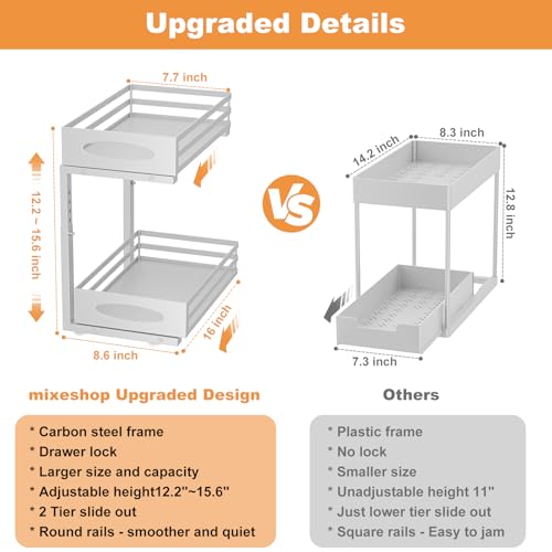 Under Sink Organizer, Pull Out Cabinet Organizers, Slide Sink Steel Shelf Cabinet Storage Shelves, Under Sink Storage for