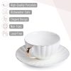 BTaT- White Tea Cups and Saucers Set of 12 (7 oz), Porcelain White Tea Cup Set of 12 with Golden Trim Design, Dishwasher Safe