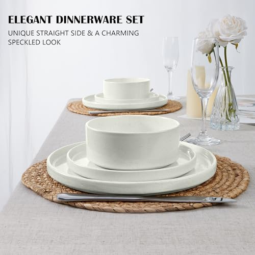 Dinnerware Sets for 6, 18-Piece Stoneware Plates and Bowls Set, Modern Kitchen Dinning Dishware, Chip and Scratch Resistant,