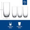 La Divina Longdrink Glass, Set of 4, Tall Glass for Water/Cocktails, 14.75 oz, Crystal
