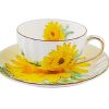 Ceramic Teacup Sunflower Vintage Chintz Porcelain Coffee Mug Tea Cup with Saucer