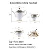 YBK Tech Euro Style Bone China Cup& Saucer Set, Ceramic Tea Coffee Cup for Home Kitchen Wedding (Royal Pattern- Sky Blue)