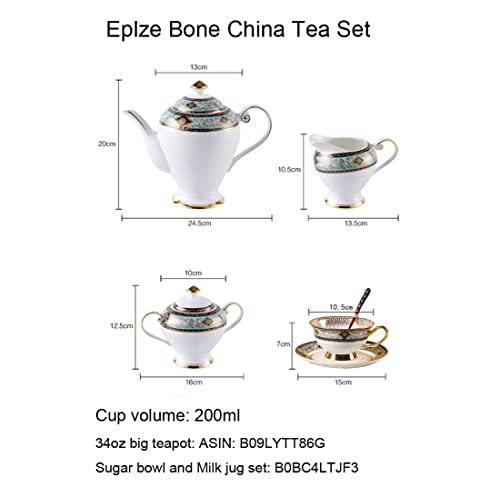 YBK Tech Euro Style Bone China Cup& Saucer Set, Ceramic Tea Coffee Cup for Home Kitchen Wedding (Royal Pattern- Sky Blue)