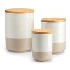 Sabine Ceramic Canister Set with Airtight Wood Lids - 3-Piece Kitchen Storage for Flour, Sugar, Coffee, Tea & Spices - Modern