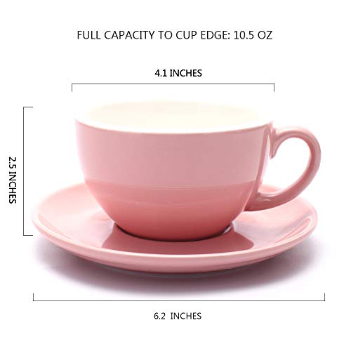 Latte Art Cup and Saucer for Latte & Cappuccino & Double Espresso, New Bone China, Mate for Coffee Shop and Barista (Glossy