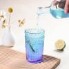 6pcs Vintage Drinking Glasses Set, 12 oz Glass Cups, Embossed Ribbed Glassware Drinking Glasses for Cocktail, Water, Juice,