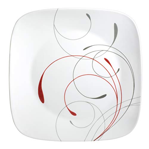 Vitrelle 18-Piece Service for 6 Dinnerware Set Triple Layer Glass and Chip Resistant, Lightweight Square Plates and Bowls Set,