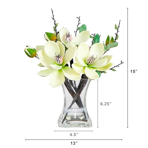 4534-WH Magnolia Arrangement with Vase,White
