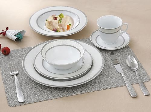 Lorren Home Trends Sirena Dinner Set, Silver