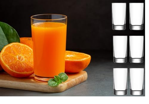Small Juice Glasses, Mini Clear Glass Cups Tumblers, 5.1 Oz, Drinking Glassware for Orange Juice, Water, Milk, Coffee, Perfect
