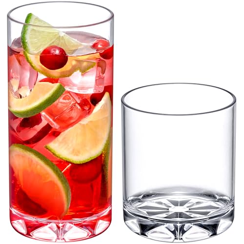- Liberty - 12-Ounce and 16-Ounce Plastic Tumblers (Set of 16), Plastic Drinking Glasses, All-Clear Reusable Plastic Cups,