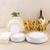 700PCS Gold Plastic Dinnerware Set for 100 Guests, Disposable Plates for Party, Include 100 Gold Dinner Plates, 100 Dessert