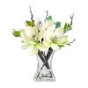 4534-WH Magnolia Arrangement with Vase,White
