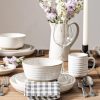 Dinnerware Sets 16 PCS, Stoneware Plates and Bowls Set, House Warming Wedding Present, Serve for 4 (10" Dinner Plates + 8" Salad
