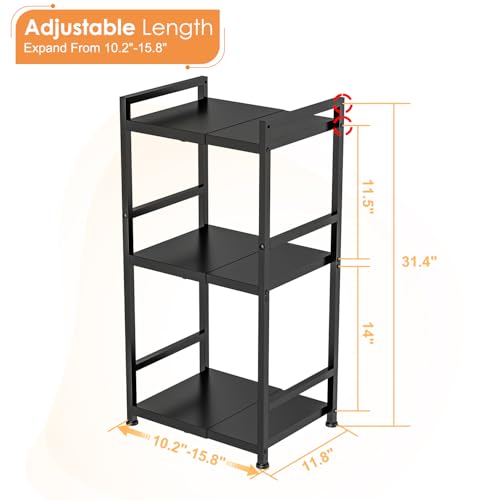 3-Tier Expandable Storage Shelves, 110LBS Heavy Duty Metal Shelving Unit, Adjustable Laundry Room Organization and Storage Shelf