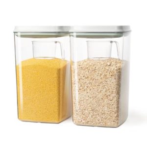 Pop Airtight Food Storage Containers Set with Lids, Large 4.2Qt/4L Food Containers with Scoop, Kitchen Pantry Organization and