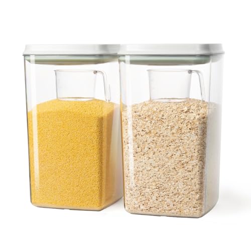 Pop Airtight Food Storage Containers Set with Lids, Large 4.2Qt/4L Food Containers with Scoop, Kitchen Pantry Organization and