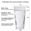 Palmetto [Set of 16] 20 ounce Plastic Stackable Water Tumblers in Clear, Lightweight Value Set of Drinking Cups, Reusable,