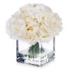 18 Pieces Rose Artificial Flowers in Vase, Artificial Flowers Arrangements in Vase with Faux Water for Dining Table Decoration,