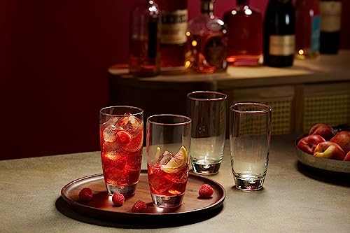 Highball Glasses Set Of 4, 16 Oz. Drinking Glasses, Unique Water Glass Cups For Juice, Cocktails, Soda, Heavy Bottom Tumbler