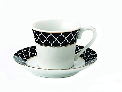 Lorren Home 2oz. Espresso Set Service for 6-Black/Gold