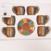 12 Pieces Fine Porcelain Brone Color Glazed Hand-drawn Tea Cups and Saucers,Classical Art Rainbow Pattern 7oz Tea Cup set for 6