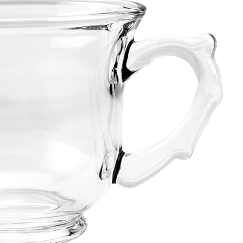 Glass Tea Cups and Saucers Set of 6 - Glass Coffee Mugs -Teacups for Espresso Cappuccino Latte Tea - Dishwasher Microwave Safe