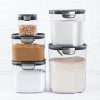 + 9-Piece Airtight Food Storage Container Set – Clear Plastic Flour and Sugar Canister Set with Magnetic Accessories for Kitchen
