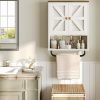 Bathroom Wall Cabinet, Medicine Cabinet with Open Partition and Towel Bar, Rustic Storage Cabinet with Open and Hidden Storage