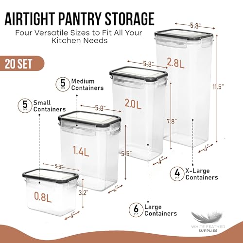 40 PCS Airtight Food Storage Containers with Lids - BPA Free Durable Plastic Leakproof Flour Sugar Cereal Containers Storage for