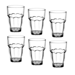 Rock Bar 16.25 oz. Cooler Stackable Tempered Beverage Glasses for Cold Drinks, Water, and Cocktails, Set of 6, Clear