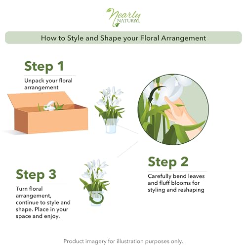 4534-WH Magnolia Arrangement with Vase,White