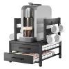K Cup Holder Drawer - K Cup Storage Organizer, Coffee Pod Drawer with Hooks, Durable Iron-Wood Design, Space-Saving Coffee
