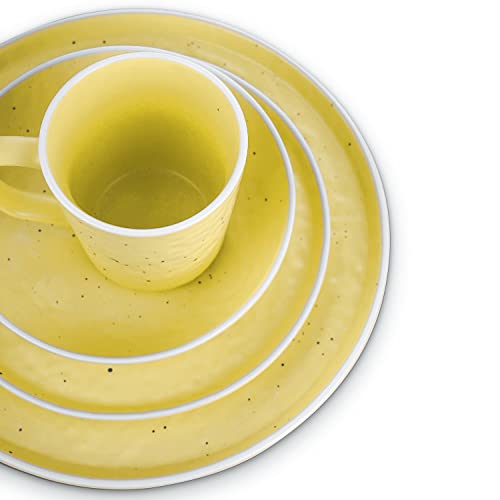 Elena Stoneware 16-Piece Round Dinnerware Set, Yellow, 16 Piece - Service For 4