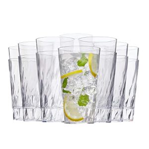Palmetto [Set of 16] 20 ounce Plastic Stackable Water Tumblers in Clear, Lightweight Value Set of Drinking Cups, Reusable,