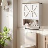 Bathroom Wall Cabinet, Medicine Cabinet with Open Partition and Towel Bar, Rustic Storage Cabinet with Open and Hidden Storage