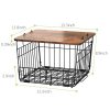 2 Pack Stackable Wire Basket with Wood Top, Pantry Organizer and Storage, Potato Basket Onion Storage for Kitchen Counter, Onion