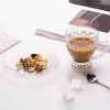 Glass Tea Cups and Saucers Set of 6 - Fish Scale Coffee Mugs - Teacups Set for Espresso Cappuccino Latte Tea - Dishwasher