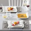 Ivory White Dinnerware Sets, 30-Piece Porcelain Plates and Bowls Sets, Modern Dish Set for 6, Square Plates Dinnerware Set