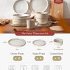 Famiware Star Dinnerware Sets, Plates and Bowls Set for 4, 12 Pieces Ribbed Dishes - Chip and Scratch Resistant, Microwave and