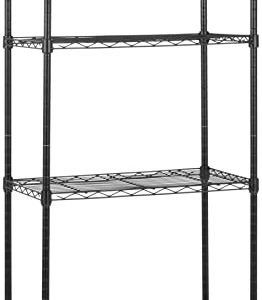 4-Shelf Steel Wire Storage Rack, Adjustable, Sturdy, Easy Assembly, 13.4 D x 23.2 W x 48 H in, Black