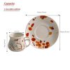 12 Pieces Fine Porcelain Espresso Cups and Saucers set of 6,2.5 oz,Espresso Shot Cup set for 6 Person,Antumn Leaves Parttern