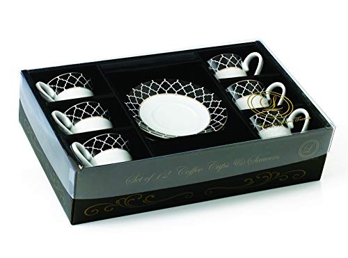Lorren Home 2oz. Espresso Set Service for 6-Black/Gold