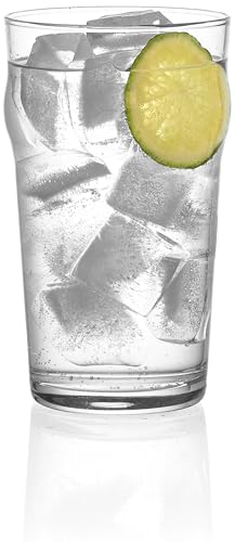 Set of 6 Clear Glass 20 Oz Curved Drinking Glassware Beverage Tumblers