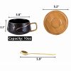 2 Pack Ceramic Tea Coffee Cup, 10 OZ Coffee Mug with 304 Stainless Steel Spoon and Bamboo Saucer, Marble Espresso Cups for