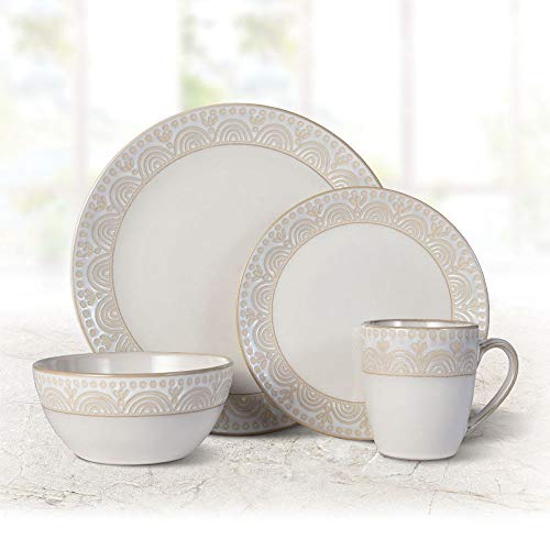 Amelia Cream 16-Piece Dinnerware Set, Service For 4