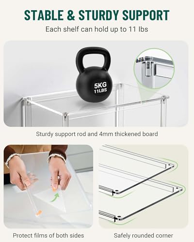 Acrylic Cabinet Organizer, Set of 4 Spice Rack Organizer for Cabinet, Desk Countertop Shelf Organizer, Pantry Kitchen Storage